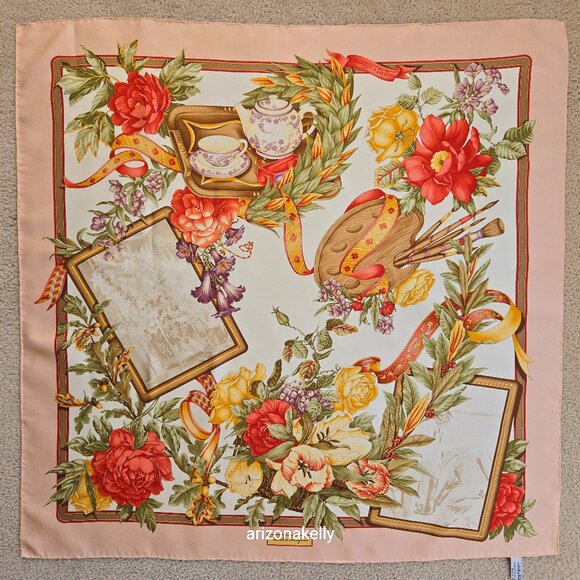 *RARE* Salvatore Ferragamo Omaggio a DePisis Silk Scarf Hand Rolled - Picture 1 of 16
